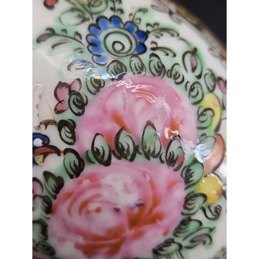 Vtg Chinese Export Famille Rose Medallion Porcelain Hand Painted Creamer Pitcher